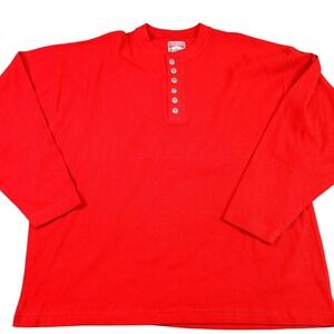 Vintage Marlboro Shirt Mens 2XL Red Thermal Henley Long Sleeve Waffle Knit